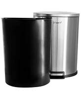 Elama 50Litter 13 Gallon Half Circle Stainless Steel Step Trash Bin with Slow Close Mechanism in Matte Silver