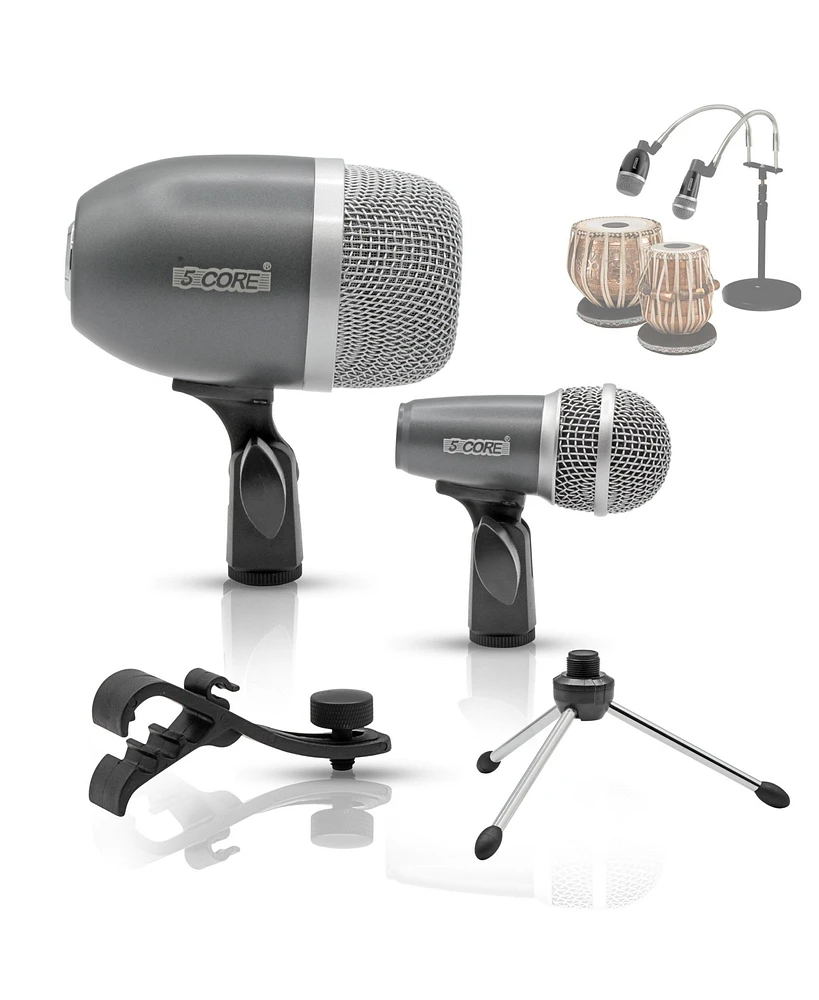 5 Core Tabla Microphone Set • Uni-Directional Bayan Dayan Instrument Mic w Balanced Xlr Connection Tabla Mic Grey