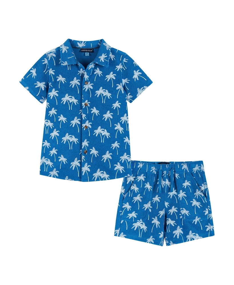 Andy & Evan Toddler Boys / Blue Palm Matching Terry Set