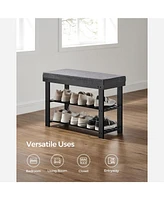 Slickblue Wicker Shoe Bench, 2-tier Rack, Stable Organizer For Entryway