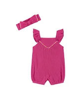 Andy & Evan Baby Girls Fuchsia Rib Knit Romper