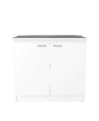 Simplie Fun Napoles Utility Sink With Cabinet, Double Door, One Shelf -White