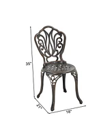 Mondawe Special Pattern Cast Aluminum Bistro Chairs Outdoor Seating (Set of 2)
