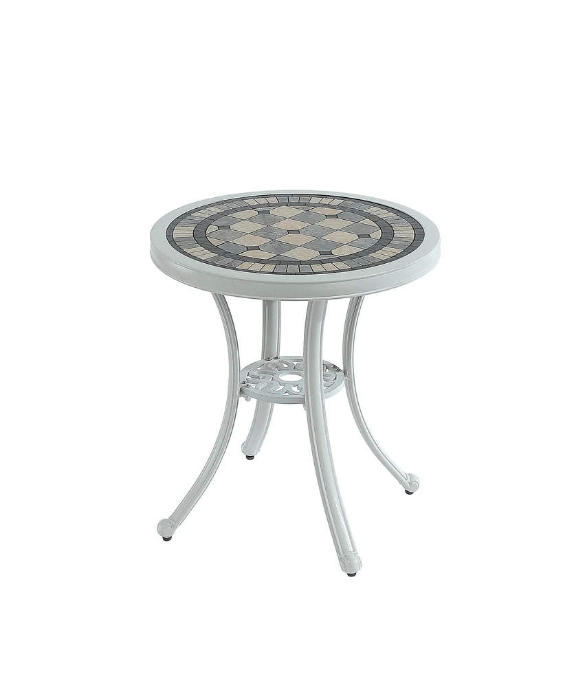 Mondawe Round Cast Aluminum Patio Table Outdoor Bistro Table