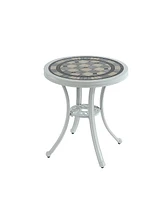 Mondawe Round Cast Aluminum Patio Table Outdoor Bistro Table