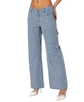 Edikted Women's Striped Carpenter Jeans