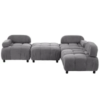 Simplie Fun Upholstery Modular Convertible Sectional Sofa, L Shaped Couch With Reversible Chaise