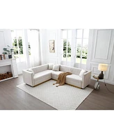 Streamdale Furniture Modern Beige Velvet Sectional Sofa with Pillows