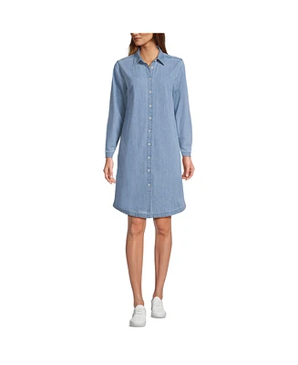 Lands' End Women's Chambray Button Front Dress
