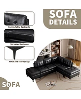 Streamdale Furniture 94.88" L-Shaped Corner Sofa Pu Leather Sectional Sofa