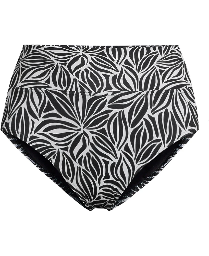 Lands' End Women's Chlorine Resistant Pinchless High Waisted Bikini Bottoms