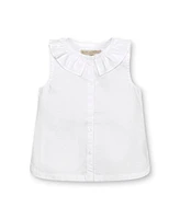 Hope & Henry Little Girls Sleeveless Ruffle Collar Chambray Button Back Top