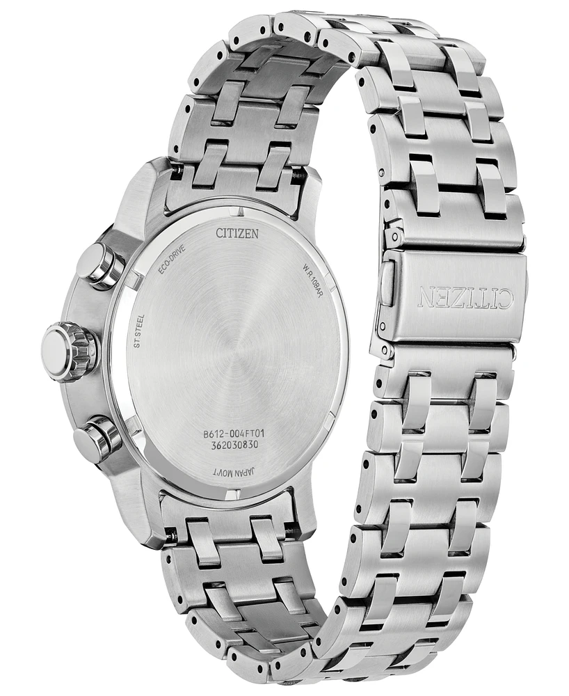 Citizen Eco-Drive Men's Chronograph Weekender Stainless Steel Bracelet Watch 44mm - Silver