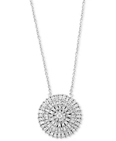 Effy Diamond Round & Baguette Circle Cluster 18" Pendant Necklace (1 ct. t.w.) in 14k White Gold