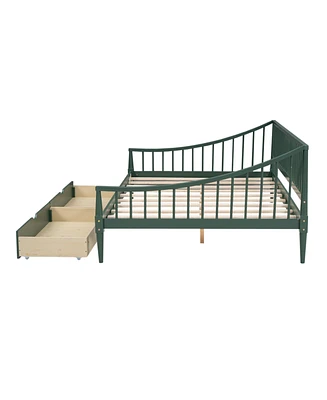 Simplie Fun Full Daybed With Two Storage Drawers And Support Legs