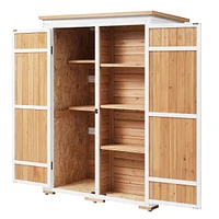 Wood Storage Shed with Lockable Doors, Waterproof Roof