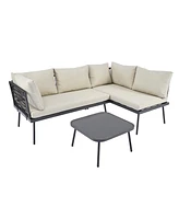 Simplie Fun 3-Piece Outdoor Rattan Sofa Set With Cushions