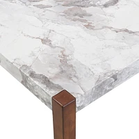 Modern 4-Piece Dining Set - Faux Marble Table, 2 Chairs & Bench