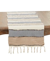 Saro Lifestyle Boho Chic Fringed Stripe Table Runner, 16"x72"