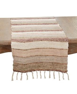 Saro Lifestyle Rustic Chic Stripe Fringed Table Runner, 16"x72"