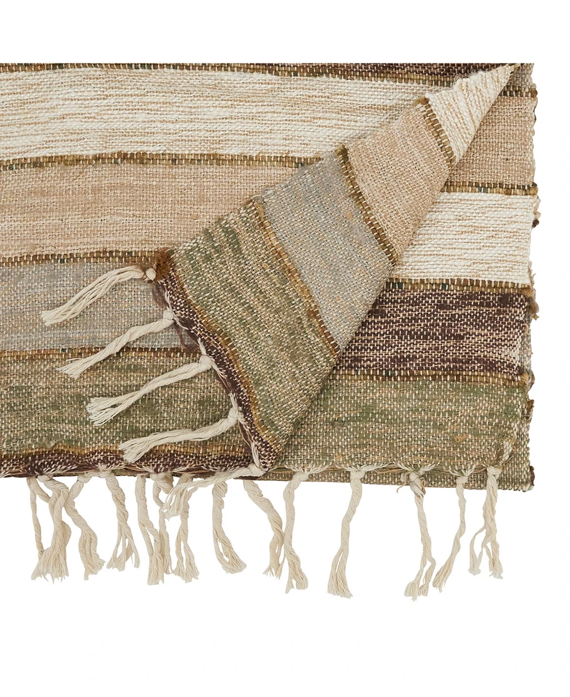 Saro Lifestyle Rustic Chic Stripe Fringed Table Runner, 16"x72"