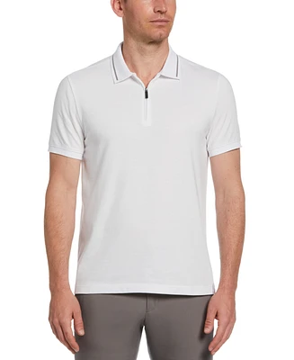 Perry Ellis Men's Mini Ottoman Quarter-Zip Short Sleeve Polo Shirt