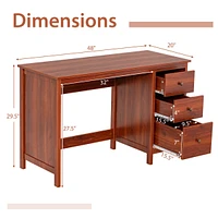 48" Home Office Desk with 3 Drawers Computer Desk Pc Laptop Workstation