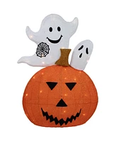 Northlight 27.5" Led Lighted Battery Operated Jack-o-Lantern and Ghosts Halloween Decoration