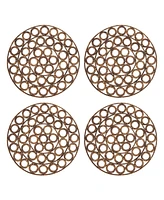 Saro Lifestyle Rustic Rattan Loop Placemat Set of 4,15"x15"