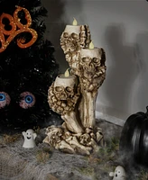 Northlight 12" Triple Skulls Halloween Tea Light Candle Holder