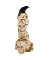 Northlight 27.5" Led Lighted Skull Tower with Raven Halloween Decoration