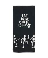 Saro Lifestyle Frightful Feast Skeleton Kitchen Towel Set of 4,18"x28"