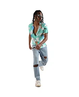 Campus Sutra Men's EcoLiva Mint Green Abstract Strokes Shirt