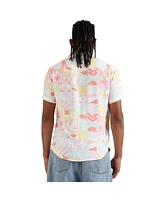 Campus Sutra Men's EcoLiva Peach Pink Geometric Floral Block Shirt