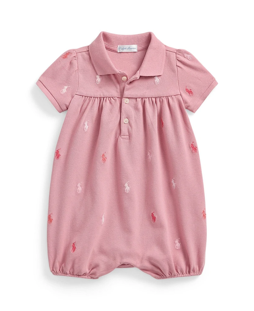 Polo Ralph Lauren Baby Girls Pony Mesh Bubble Shortall