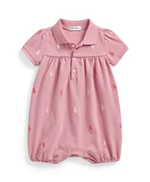 Polo Ralph Lauren Baby Girls Pony Mesh Bubble Shortall