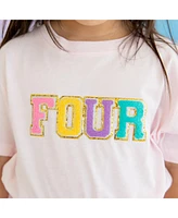 Sweet Wink Toddler Girls Fourth Birthday Patch Short Sleeve T-Shirt