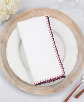 Saro Lifestyle Whipstitch Pom Pom Delight Napkin Set of 4, 20"x20"