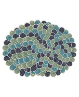 Saro Lifestyle Peacock Glamour Beaded Placemat Set of 4,14"x14"