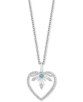 Swiss Blue Topaz (1/20 ct. t.w.) & Diamond (1/5 ct. t.w.) Elsa Heart Pendant Necklace in Sterling Silver, 16" + 2" extender