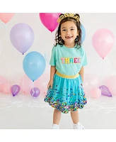 Sweet Wink Little and Big Girls Aqua Confetti Tutu Skirt