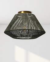 Storied Home Flush Mount Ceiling Light with Woven Paper Rope Shade Grey