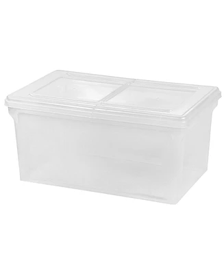 Iris Usa 44 Quart Letter/Legal File Tote Box, Bpa-Free Storage Bin Tote Organizer with Durable and Secure Latching Lid, Black/Clear