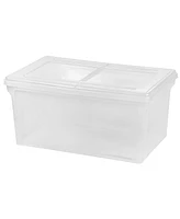 Iris Usa 44 Quart Letter/Legal File Tote Box, Bpa-Free Storage Bin Tote Organizer with Durable and Secure Latching Lid, Black/Clear