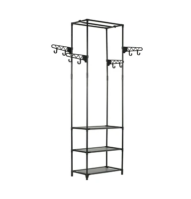 vidaXL Clothes Rack Steel and Non-woven Fabric 21.7"x11.2"x68.9" Black