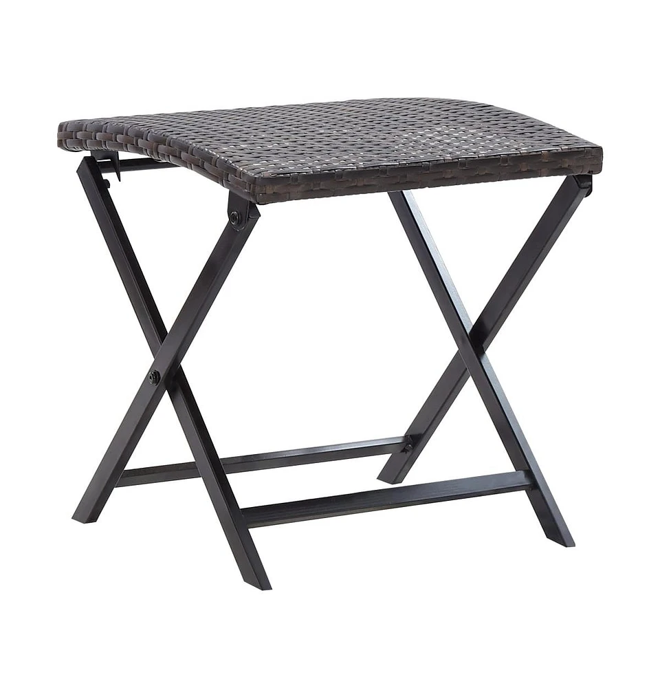 vidaXL Folding Stool Poly Rattan Brown