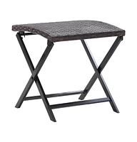 vidaXL Folding Stool Poly Rattan Brown