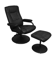 vidaXL Swivel Recliner with Ottoman Black Faux Leather