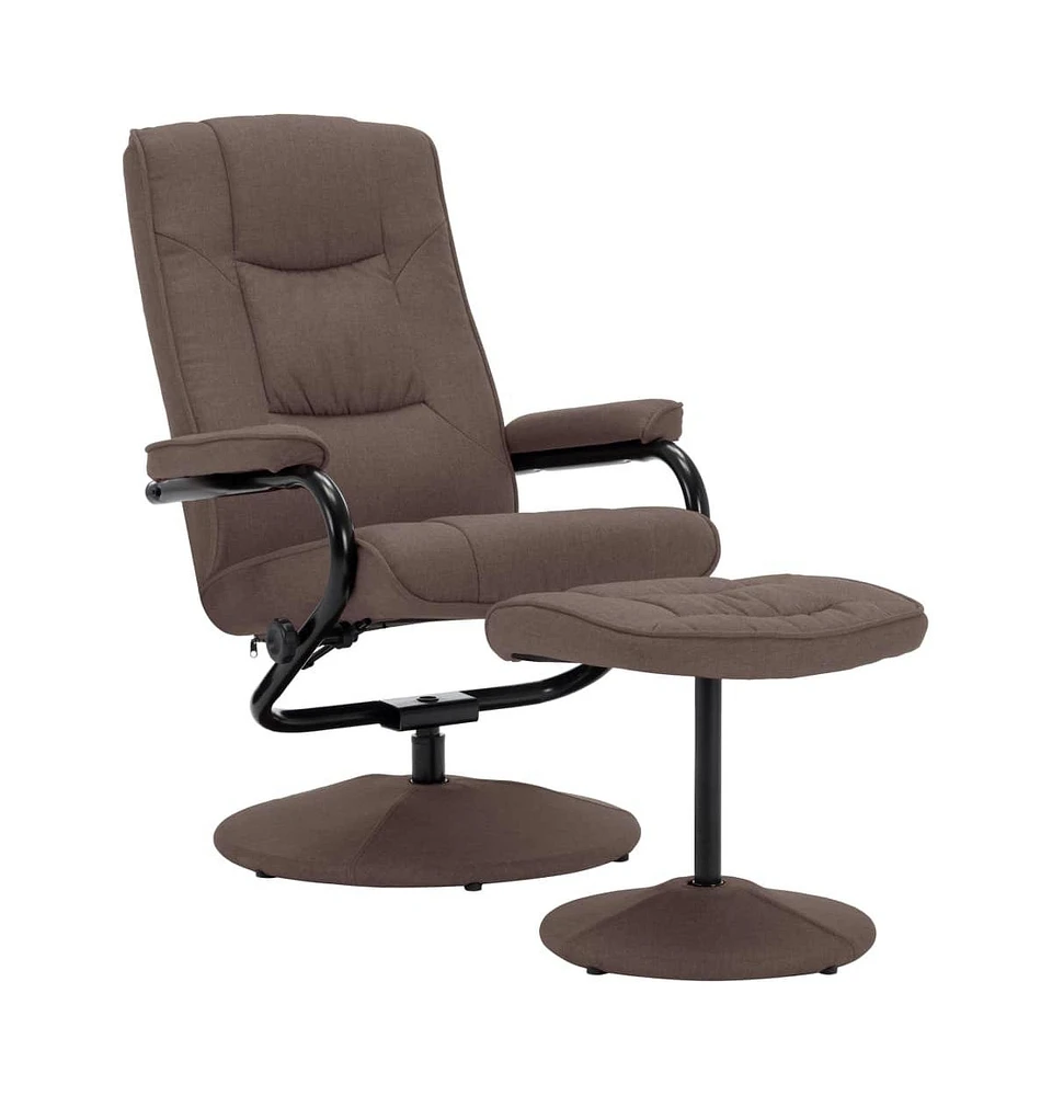 vidaXL Swivel Recliner with Ottoman Brown Fabric