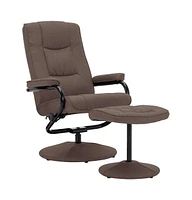 vidaXL Swivel Recliner with Ottoman Brown Fabric